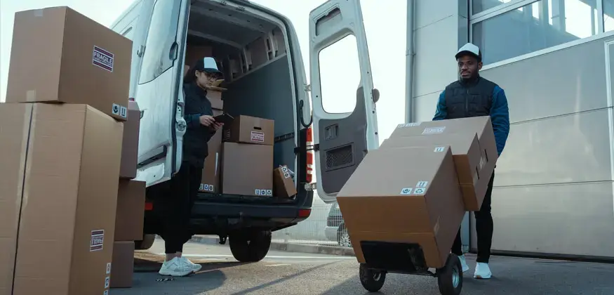 Camion AMC Déménagement opérant à Dole